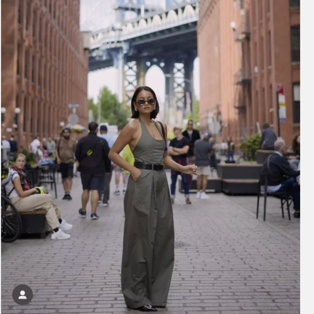 NWT ZARA FULL LENGTH GABARDINE JUMPSUIT DARK KHAKI